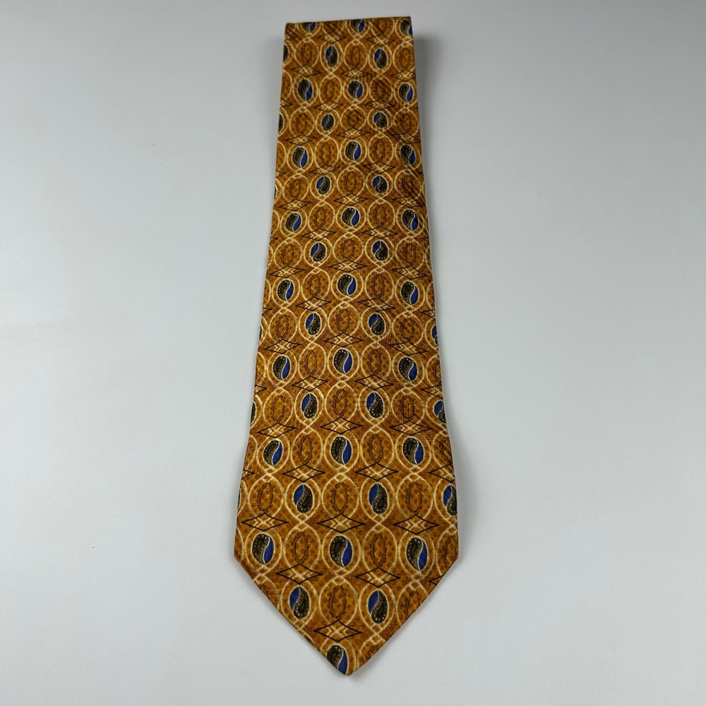 Vintage Robert Talbott Best of Class Nordstrom Gold Blue Medallion Tie NWT